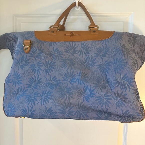 Tommy Bahama Bags Tommy Bahama Leather Canvas Blue Floral Weekender